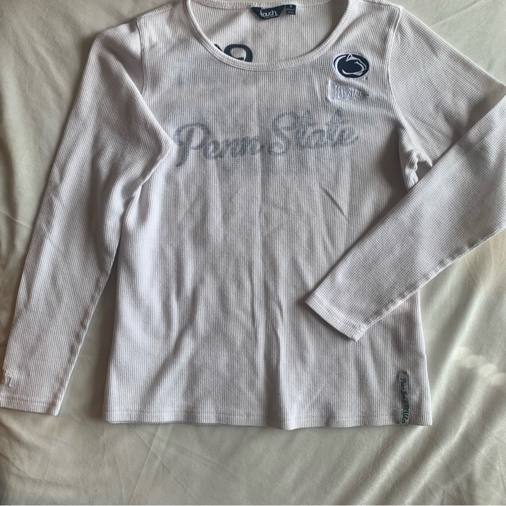 Penn State Small Longsleeve Thermal Waffle White Blue Embroidered